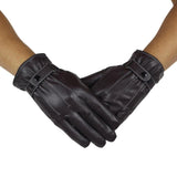1 pair Mens Thicken Winter Hiking Gloves Full Finger PU Leather Wearable Waterproof Non-slip #W21